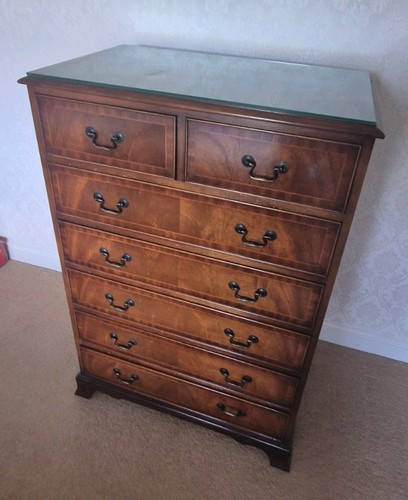Flamed mahogany tallboy - tallboy, chest