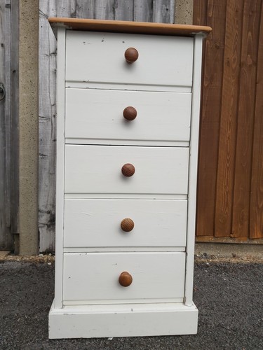 Pine tallboy chest drawers - tallboy,