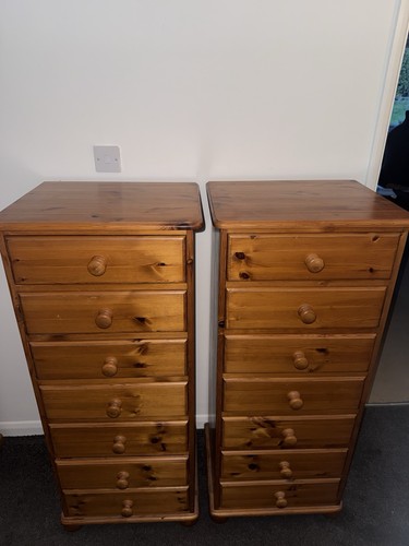 Pair solid pine tallboy chests - pair,