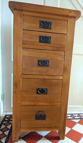 Tall solid oak drawer chest - tall,