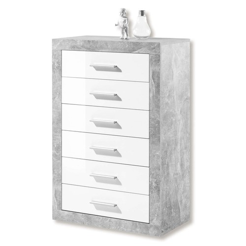 Drawers tallboy grey - grey, white