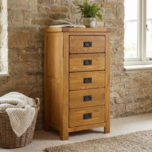 Chest drawers rustic oak 5 - chest,