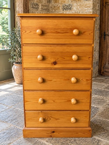 Solid pine tallboy drawer - 5,