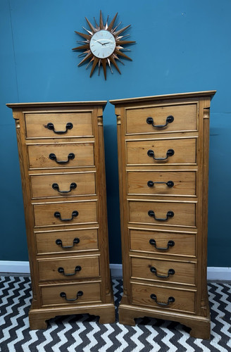 Pair vintage pine tallboys - pair, of