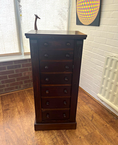 Dark wood tallboy chest - dark,