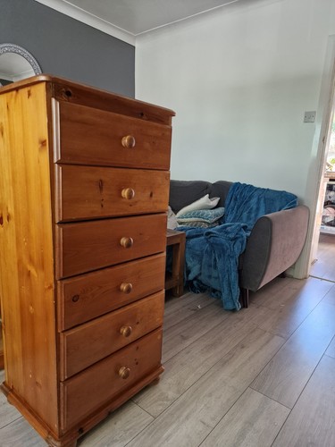 Solid pine tallboy chest - tallboy,