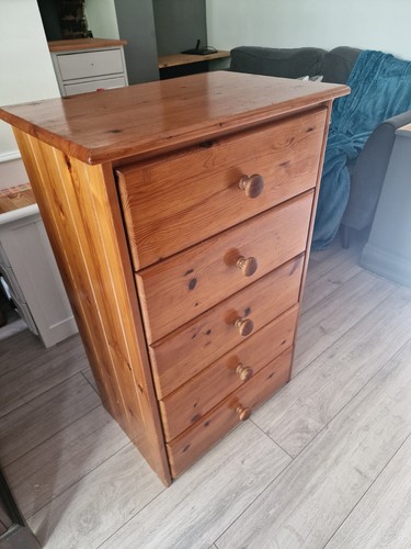 Pine tallboy chest drawers - chest,