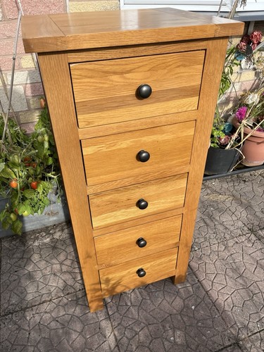 Solid oak tallboy chest - solid,