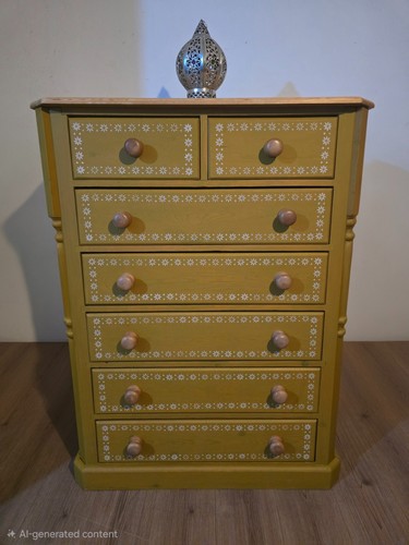 Vintage pine tallboy chest - pine,