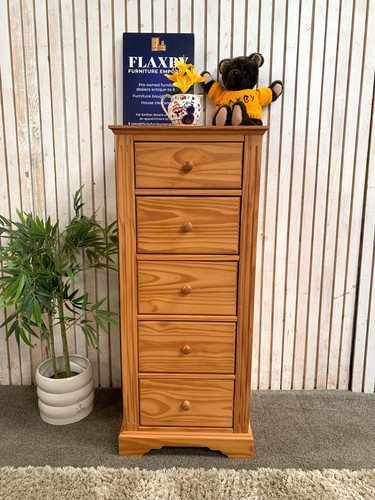 Slim pine tallboy chest - pine, of