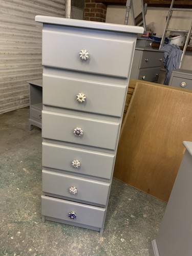 Pine narrow tall boy drawer - narrow,